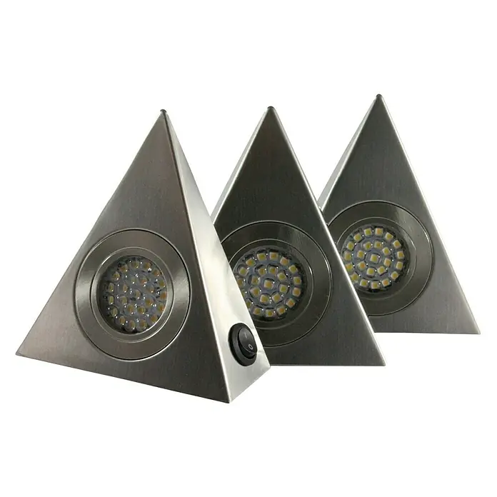 Ritter Leuchten LED-Unterbauleuchten-Set Triangle - 3 x 1,8 W, Silber, Warmweiß