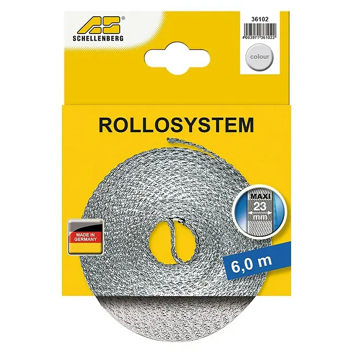 Schellenberg Cinta para persiana - Gris, Largo: 6 m, Anchura de la correa: 23 mm