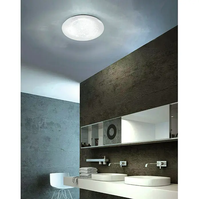 LeuchtenDirekt Plafón LED Skyler - 8 W, Blanco, Blanco cálido, Diámetro: 250 mm