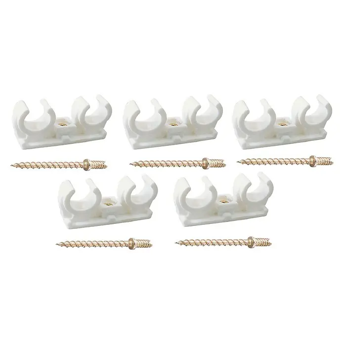 Set de clips dobles para tubos - 5 uds., Diámetro: 22 mm