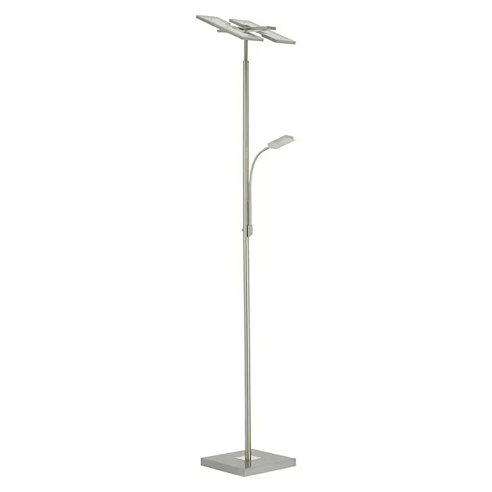Brilo Lámpara de pie LED Budapest Carcasa cuadrada - 35 W, Altura: 180 cm, Níquel mate