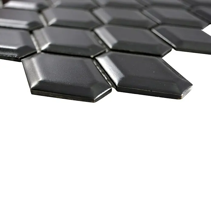Mosaikfliese Diamant CG MD 7BM - 25,2 x 26,5 cm, Schwarz, Matt - Detailaufnahme