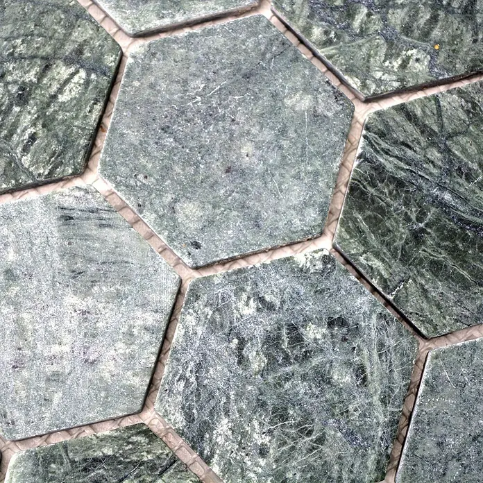 Mosaikfliese Hexagon Uni MOS HXN 407 - 29,8 x 30,5 cm, Grün, Matt - Detailaufnahme