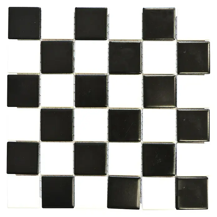 Mosaikfliese Quadrat CD 202 - 29,8 x 29,8 cm, Schwarz/Weiß, Matt - Ansicht von oben