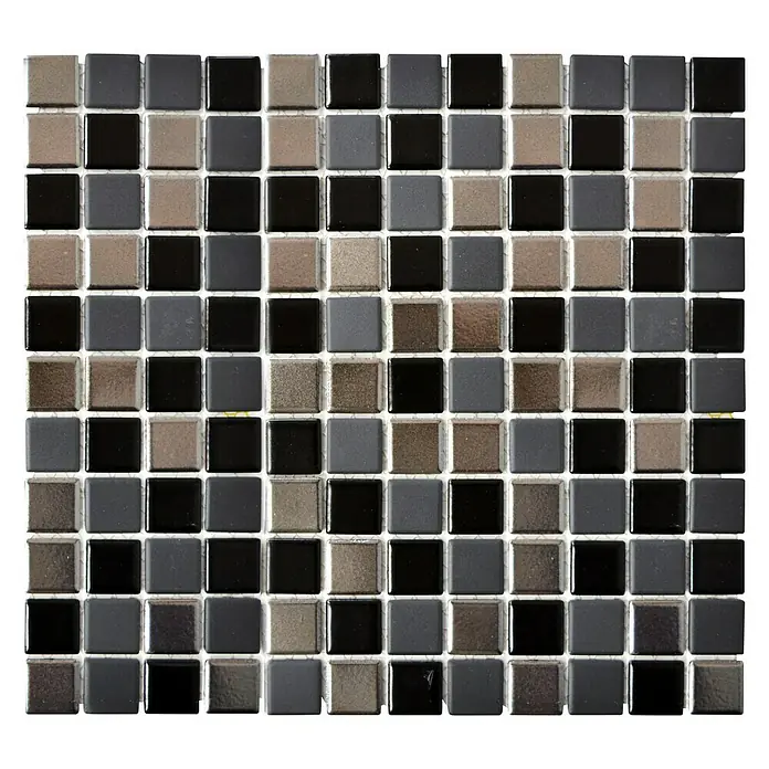 Mosaikfliese Quadrat TRS BLS - 32,6 x 30 cm, Schwarz/Silber, Matt - Ansicht von oben