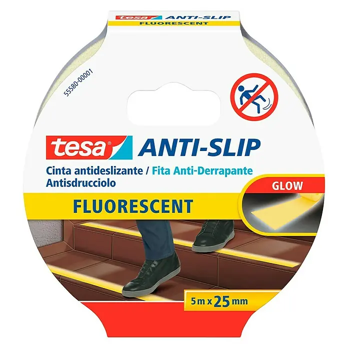 Tesa Cinta de señalización antideslizante Fluor - L x An: 5 m x 25 mm