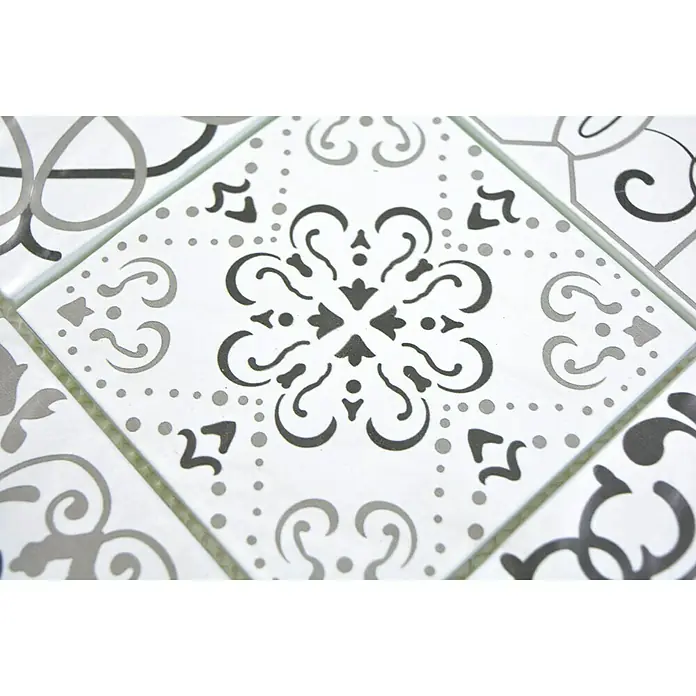 Mosaikfliese Crystal Retro XCM 8RBW97 - 30 x 30 cm, Weiß/Schwarz, Matt
