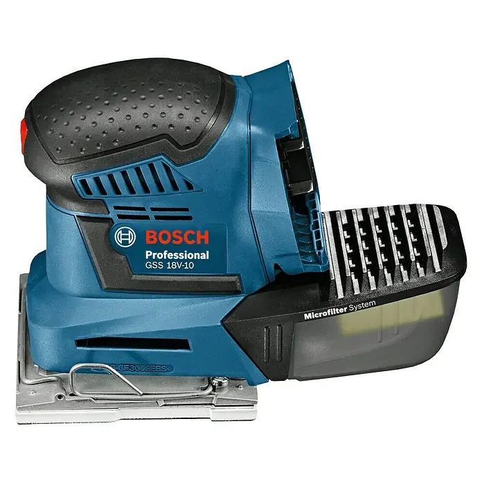 Bosch Professional Akku-Schwingschleifer GSS 18V-10 L-Boxx - 18 V, Ohne Akku, Leerlaufschwingzahl: 11.000 - 22.000 U/min - Linke Seitenansicht
