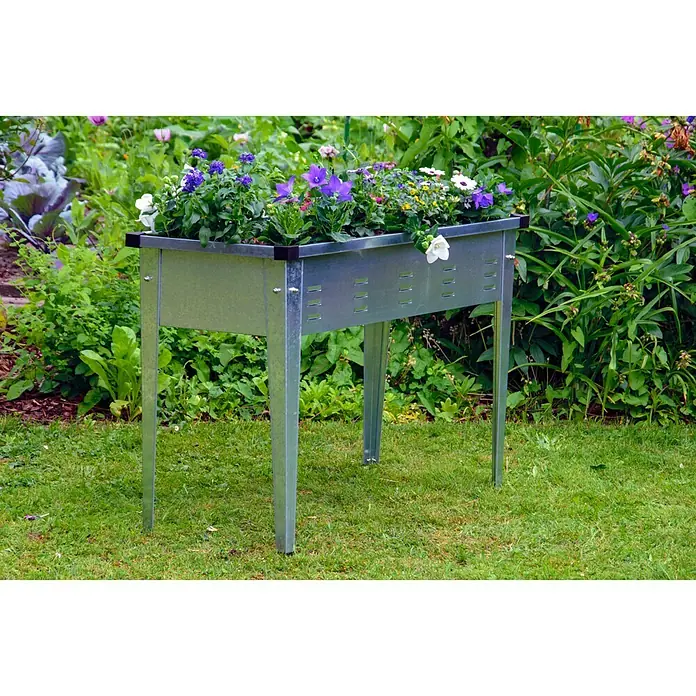 Dobar Hochbeet - 101 x 44 x 71,5 cm, Edelstahl, Silber - Stimmungsaufnahme