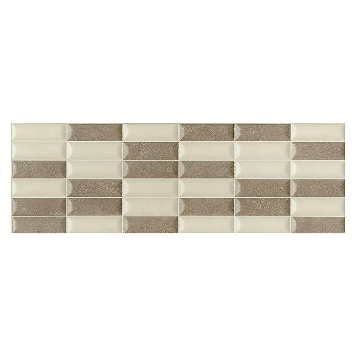 Revestimiento cerámico Stockholm Mosaico - 20 x 60 cm, Marrón/Beige, Mate, Efecto cemento