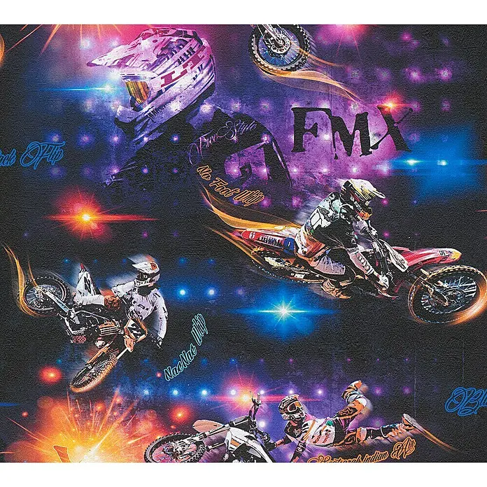 AS Creation Boys And Girls 6 Papiertapete Motocross - Violett, Motiv, 10,05 x 0,53 m - Detailaufnahme