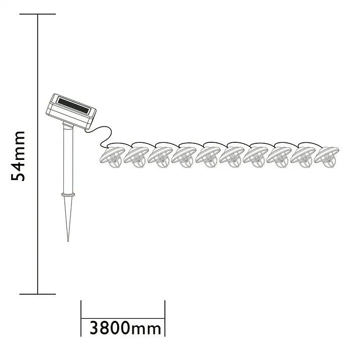 Luxform Solar-Lichterkette Lanzarote - 10-flammig, Länge: 380 cm, LED, Leuchtdauer: 6 h