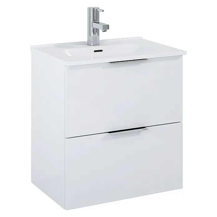 Badmöbel-Set Street Plus - 51,5 cm, 2 -tlg., Weiß, Hochglanz - Vorderansicht