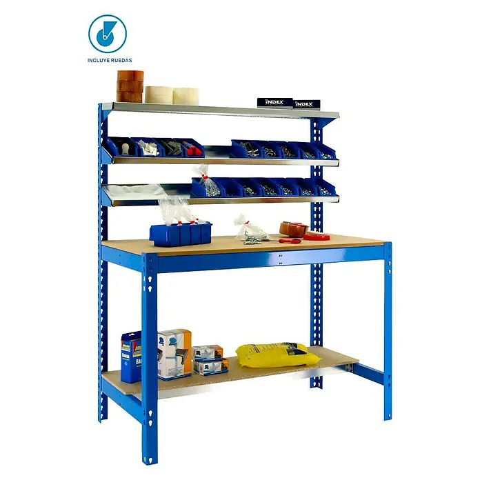 Simonrack Simonwork Banco de trabajo BT1 Mobile - L x An x Al: 61 x 91 x 144,5 cm, Capacidad de carga: 280 kg, Azul