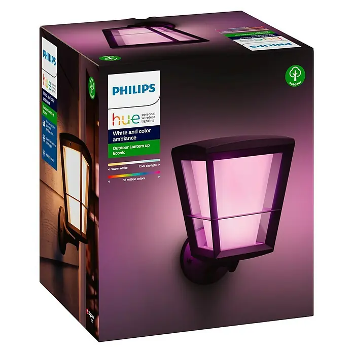 Philips Hue LED-Außenwandleuchte White & Color Ambiance Econic - 15 W, 19,4 x 24,4 x 30,1 cm, Schwarz, IP44