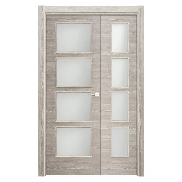 Puerta de doble hoja 1/2 Roble Finlandés - 105 x 203 cm, Izquierda, Roble oscuro, Macizo