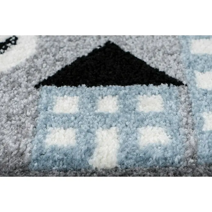 Kayoom Kurzflorteppich Straßenverkehr - Silber, 150 x 80 cm, 100 % Polypropylen - Detailaufnahme