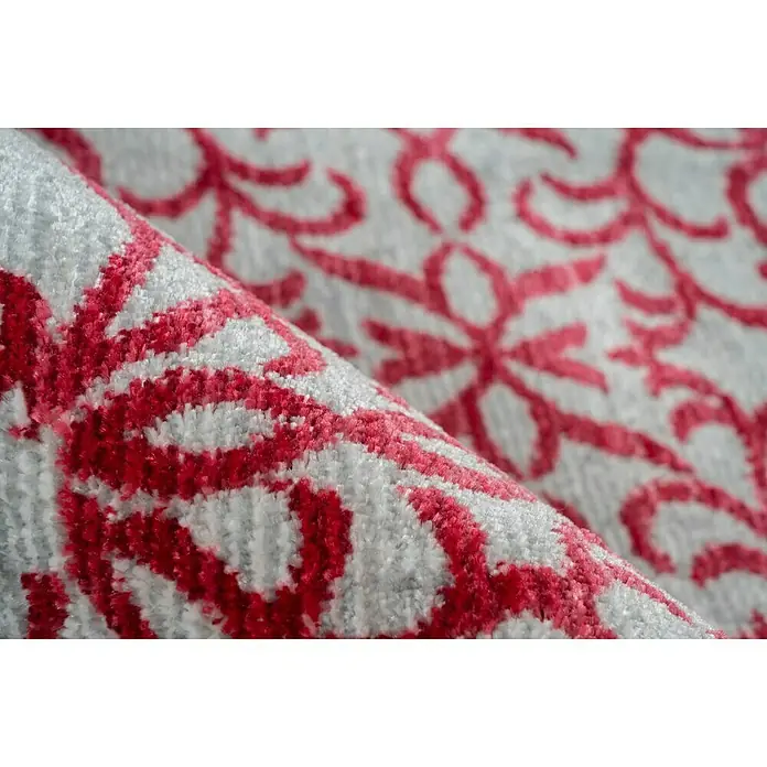 Kayoom Kurzflorteppich Baroque - Grau/Rot, 290 x 200 cm, 100 % Polyester - Detailaufnahme