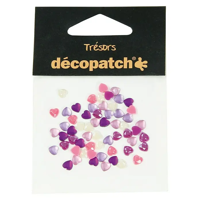 Décopatch Elemento decorativo Trésors Corazones - Rosa, Lila, Plástico, 60 pzs.