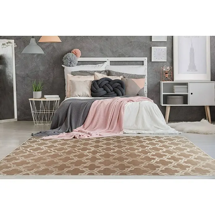 Kayoom Kurzflorteppich Monroe I - Braun, 170 x 120 cm, 100 % Polyester - Stimmungsaufnahme