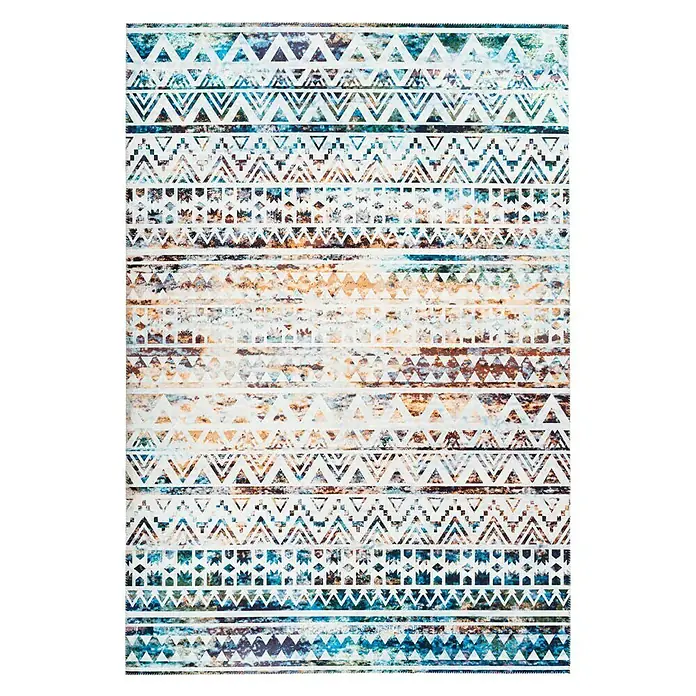 Kayoom Flachgewebeteppich Galaxy - Blau/Braun, 290 x 200 cm, 100 % Polyester - Ansicht von oben