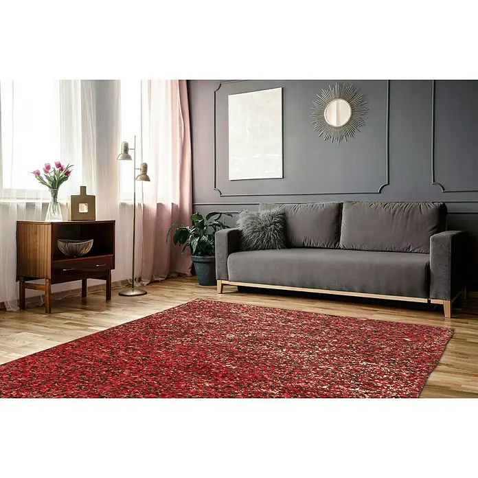 Kayoom Echtlederteppich Finish - Rot, 150 x 80 cm, 100 % Leder - Stimmungsaufnahme