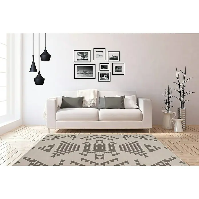 Kayoom Kurzflorteppich Esperanto - Taupe, 150 x 80 cm, 100 % Polypropylen - Stimmungsaufnahme
