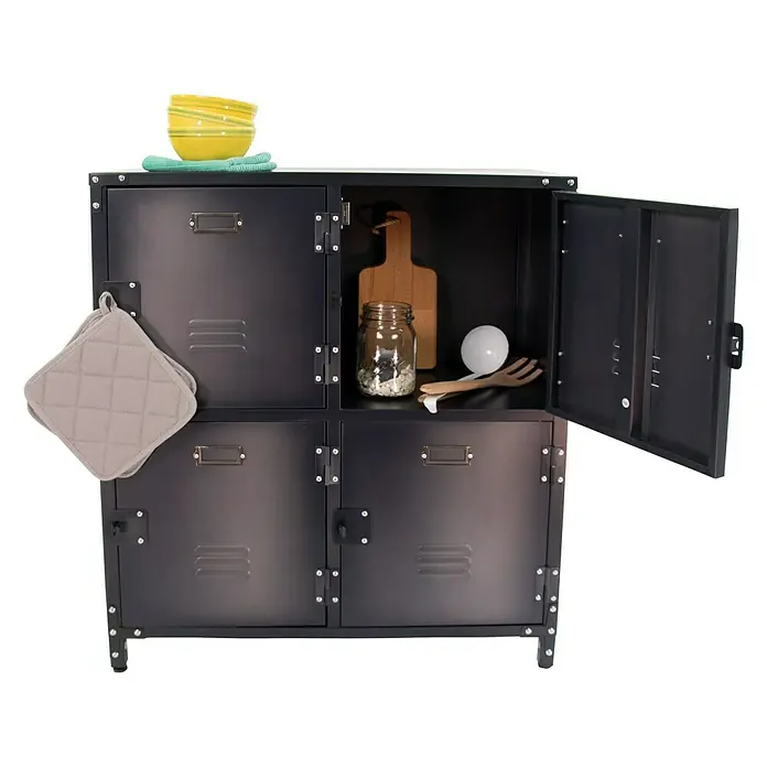Armario metálico Vintage - 35 x 75 x 82,5 cm, Número de puertas: 4 ud., Número de compartimentos: 4 ud.