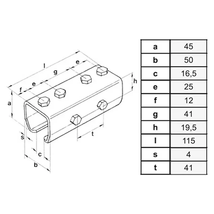 HBS Betz Verbindungsmuffe Typ 30 - Stahl, Länge: 115 mm