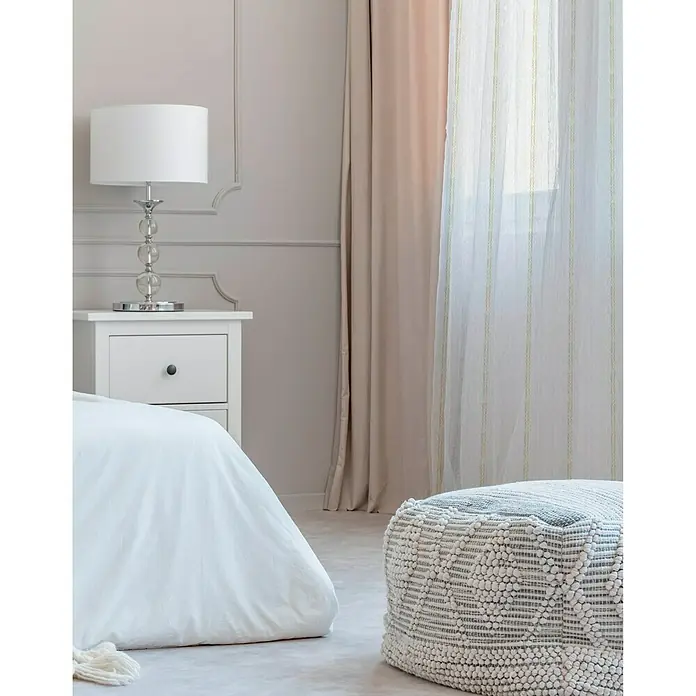 Visillo para ventana Pink - 140 x 270 cm, 91% poliéster y  9% lino, Crema