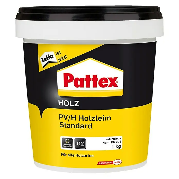 Pattex Holzleim Standard - 1 kg, Lösemittelfrei, Transparent (getrocknet)