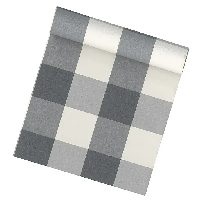 AS Creation Vliestapete Elegance - Grau/Weiß, Grafisch, Karomuster, 10,05 x 0,53 m
