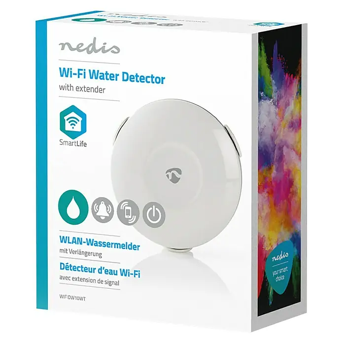 Nedis Smartlife Funk-Wassermelder - Akkubetrieben, Ø x H: 115 x 6 mm - Vorderansicht