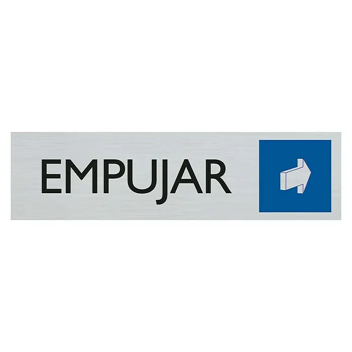 Pickup Rótulo - Plateado, Motivo: Empujar, 16,5 x 4,4 cm
