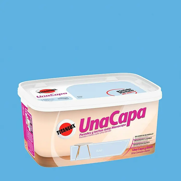 Titanlux Una Capa Pintura para paredes - Azul, 4 l, Mate
