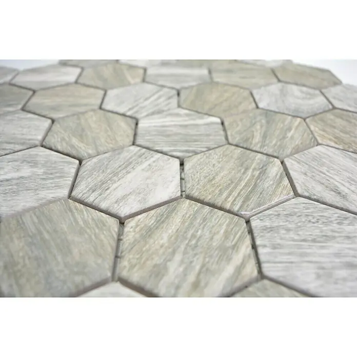 Mosaikfliese Hexagon HX CURIO HG - 32,5 x 28,1 cm, Grau, Matt - Detailaufnahme