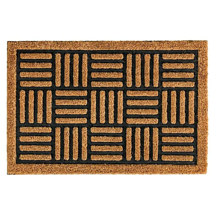 Astra Kokosfußmatte Coco Home - Gitter, Kokosbraun/Schwarz, 60 x 40 cm, 50 % Kokos, 50 % Gummi