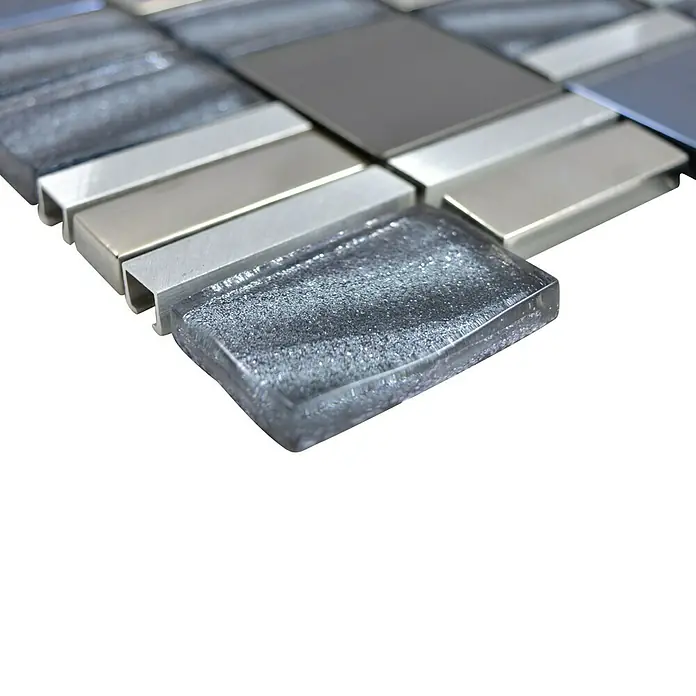 Mosaikfliese Crystal Mix XCM SUN11 - 29,7 x 29,5 cm, Silber/Schwarz, Glänzend