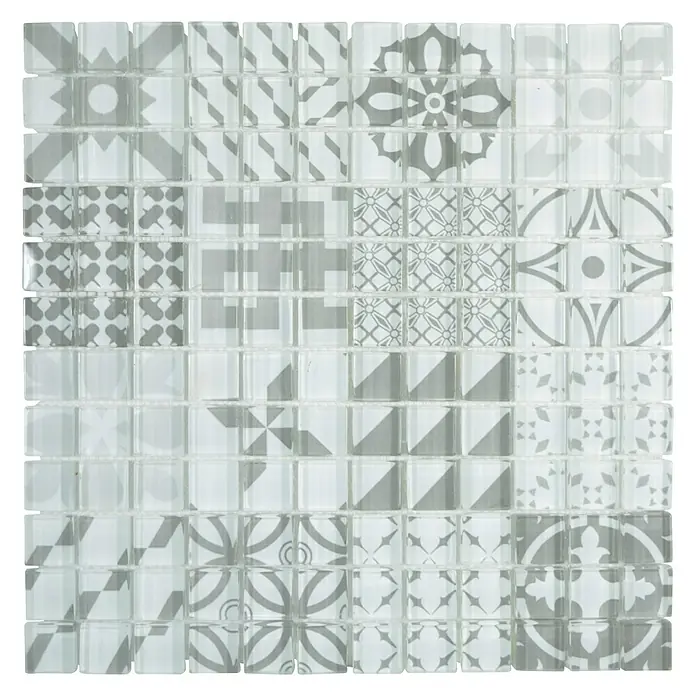 Mosaikfliese Quadrat Crystal XCM 8OP35 - 30 x 30 cm, Grau, Glänzend - Ansicht von oben