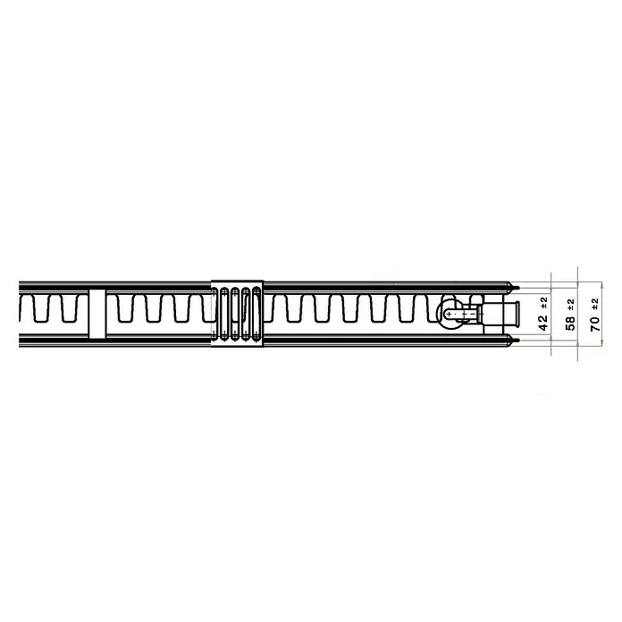 Universal-Flachheizkörper - B x H: 180 x 50 cm, 6-fach, Typ: EKE-21, 1.962 W