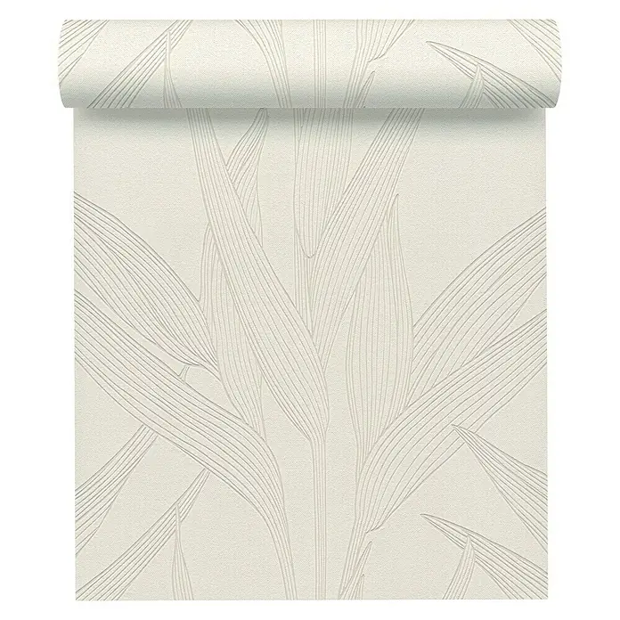 AS Creation Hygge Vliestapete - Weiß/Grau, Floral, 10,05 x 0,53 m - Vorderansicht