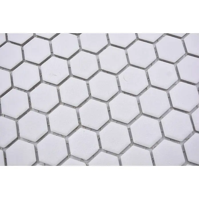Mosaikfliese Hexagon Uni HX AT21 - 26 x 30 cm, Weiß, Matt - Detailaufnahme