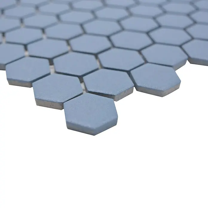 Mosaikfliese Hexagon Uni HX AT23 - 26 x 30 cm, Blau, Matt - Detailaufnahme