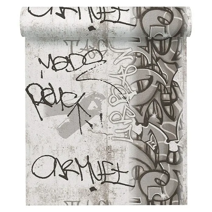 AS Creation Boys And Girls 6 Papiertapete Graffiti - Schwarz, Grafisch, 10,05 x 0,53 m - Vorderansicht
