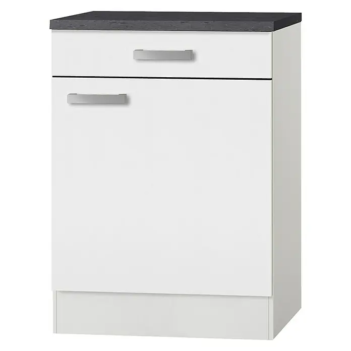 Optifit Oslo Unterschrank Oslo 214 - 60 x 60 x 84,8 cm, Weiß, 2 Griffe