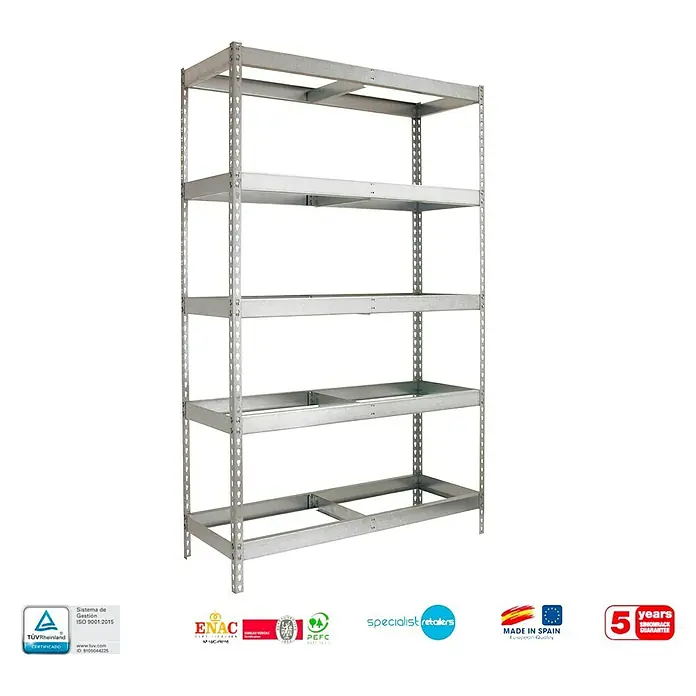 Simonrack Simonforte Estructura de estantería - L x An x Al: 60 x 240 x 200 cm, Capacidad de carga: 400 kg/balda, Número de baldas: 5 ud., Galvanizado