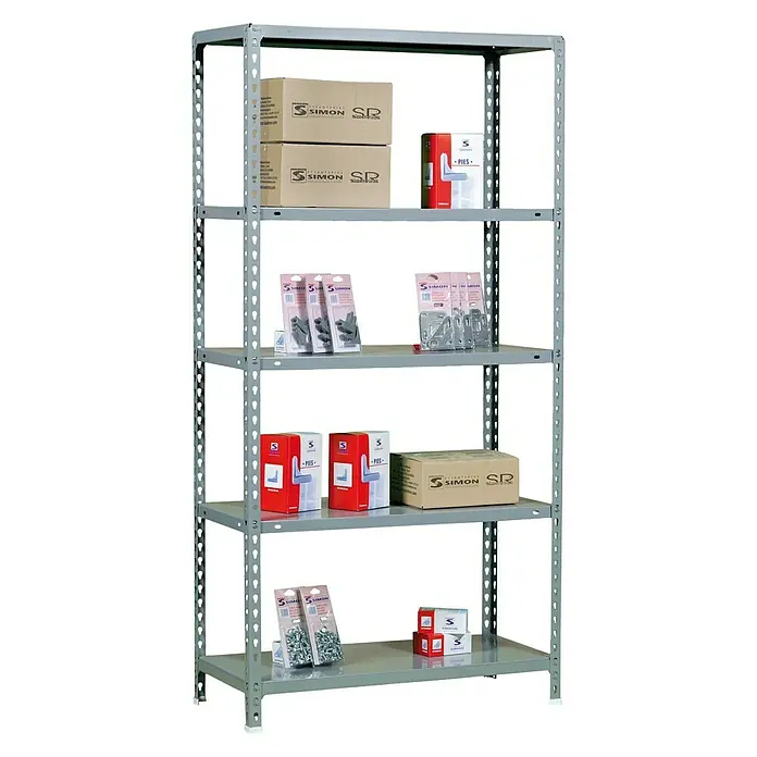 Simonrack Simonclick Metallregal - L x B x H: 30 x 80 x 180 cm, Traglast: 150 kg/Boden, Anzahl Böden: 5 Stk., Stecken, Grau