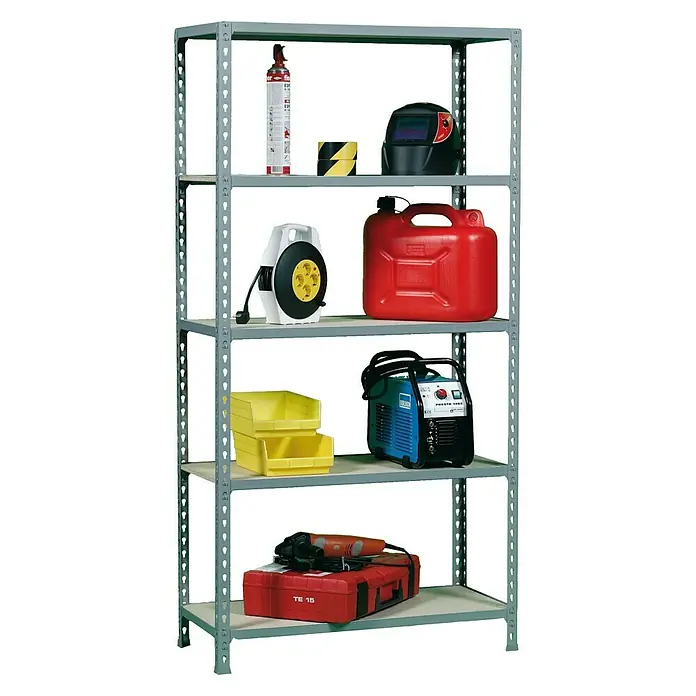 Simonrack Maderclick Metallregal Super Plus - L x B x H: 40 x 110 x 200 cm, Traglast: 150 kg/Boden, Anzahl Böden: 5 Stk., Stecken, Grau