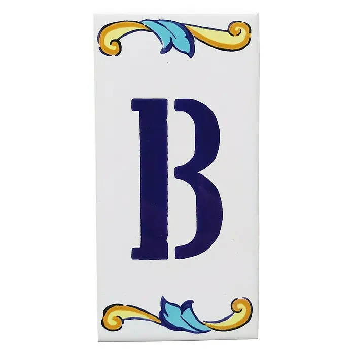 Azulejo de gres Letra B - 7,5 x 15 cm, Blanco, Azul, Amarillo, Brillante