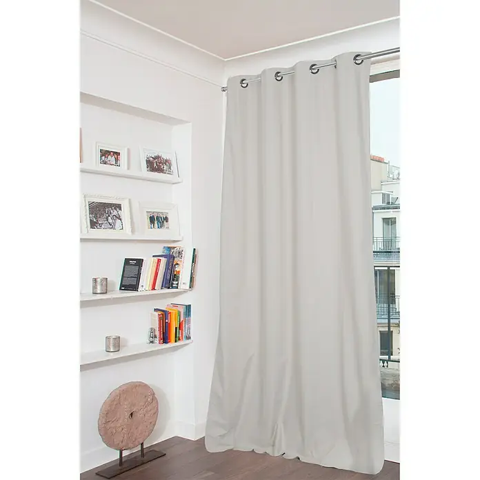 Cortina con ollaos Blackout - 135 x 250 cm, 24%poliéster, 6% algodón y 70% acrílico, Gris claro
